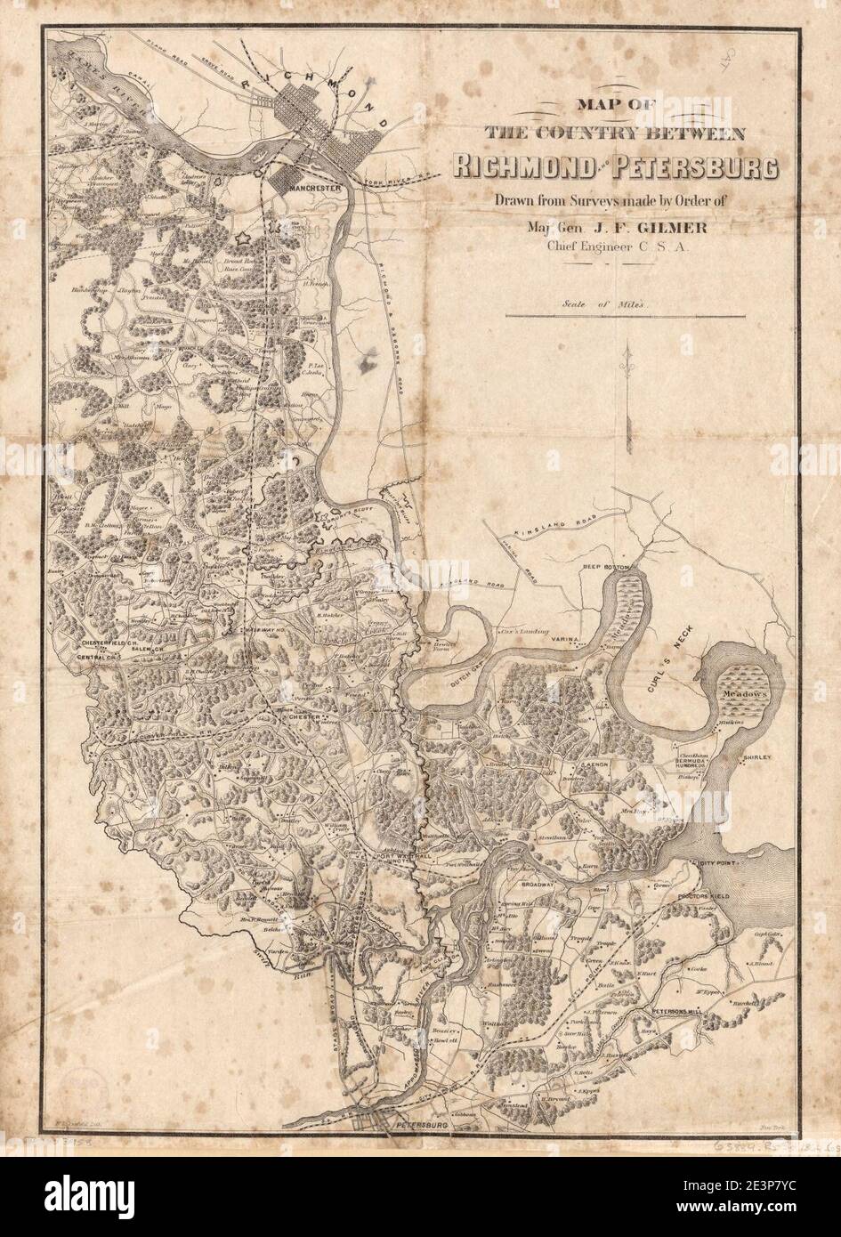 Map of the country between Richmond and Petersburg Stock Photo Alamy