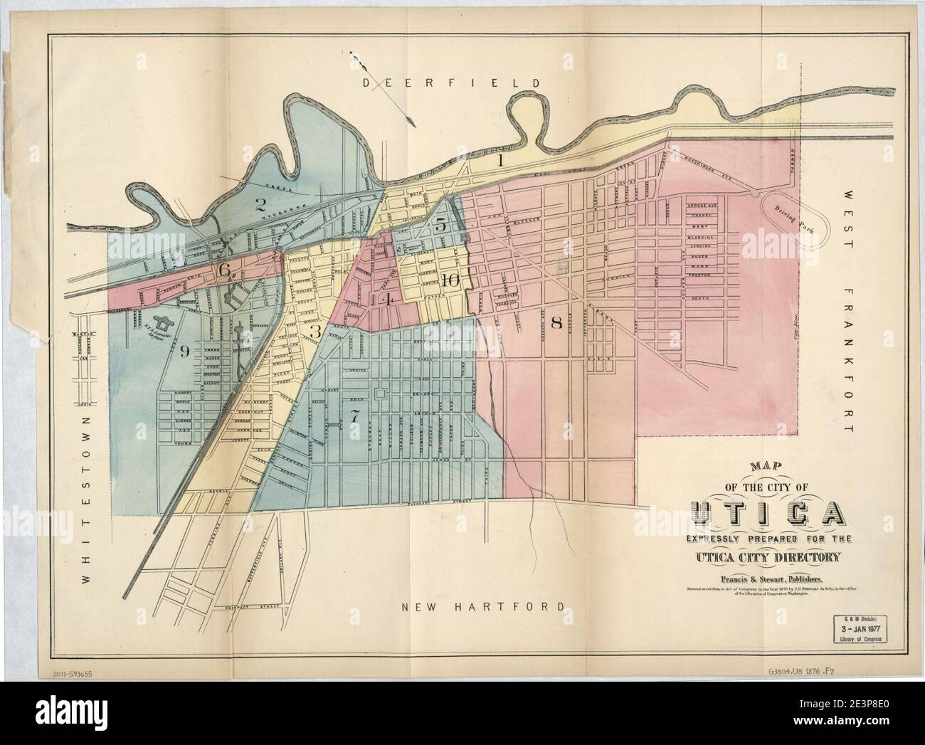 Map of the city of Utica Stock Photo