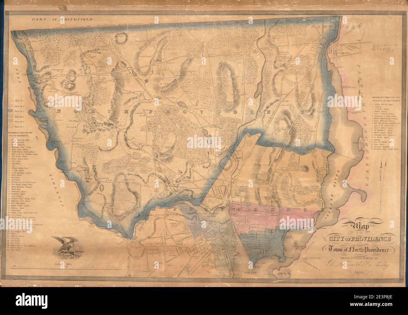 Map of the city of Providence and town of North Providence Stock Photo