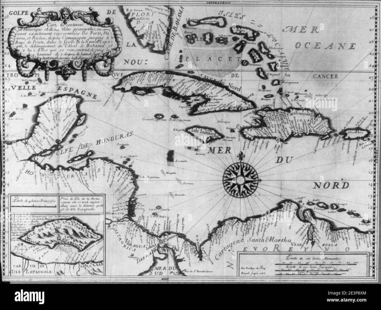 Map of the Caribbean in French; 1686 Stock Photo - Alamy