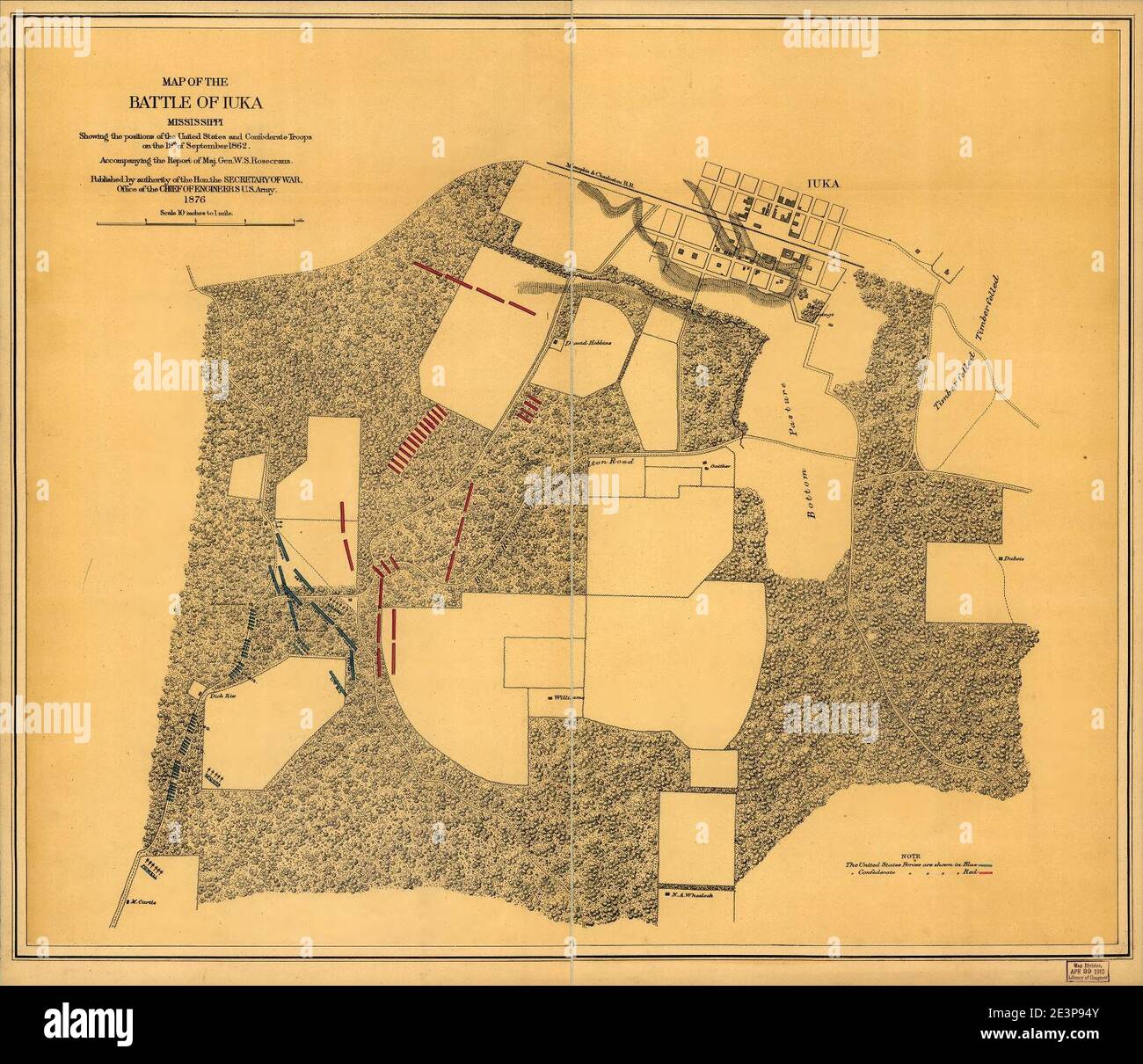 Map of the battle of Iuka, Mississippi, showing the positions of the