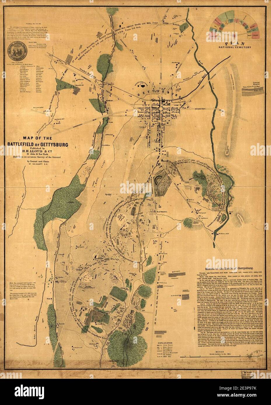 Gettysburg battlefield map hi-res stock photography and images - Alamy