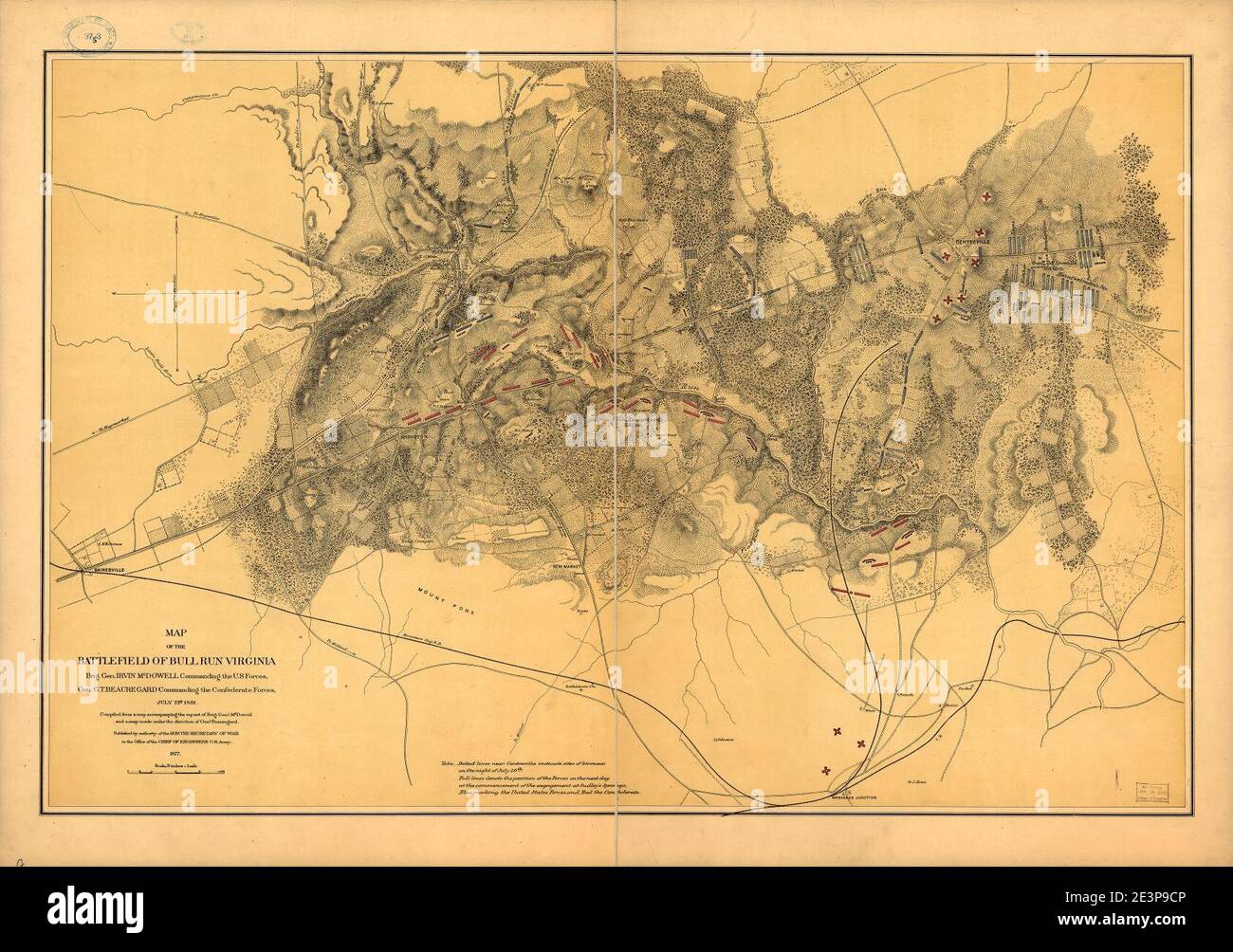 Map of the battlefield of Bull Run, Virginia. Brig. Gen. Irvin McDowell ...