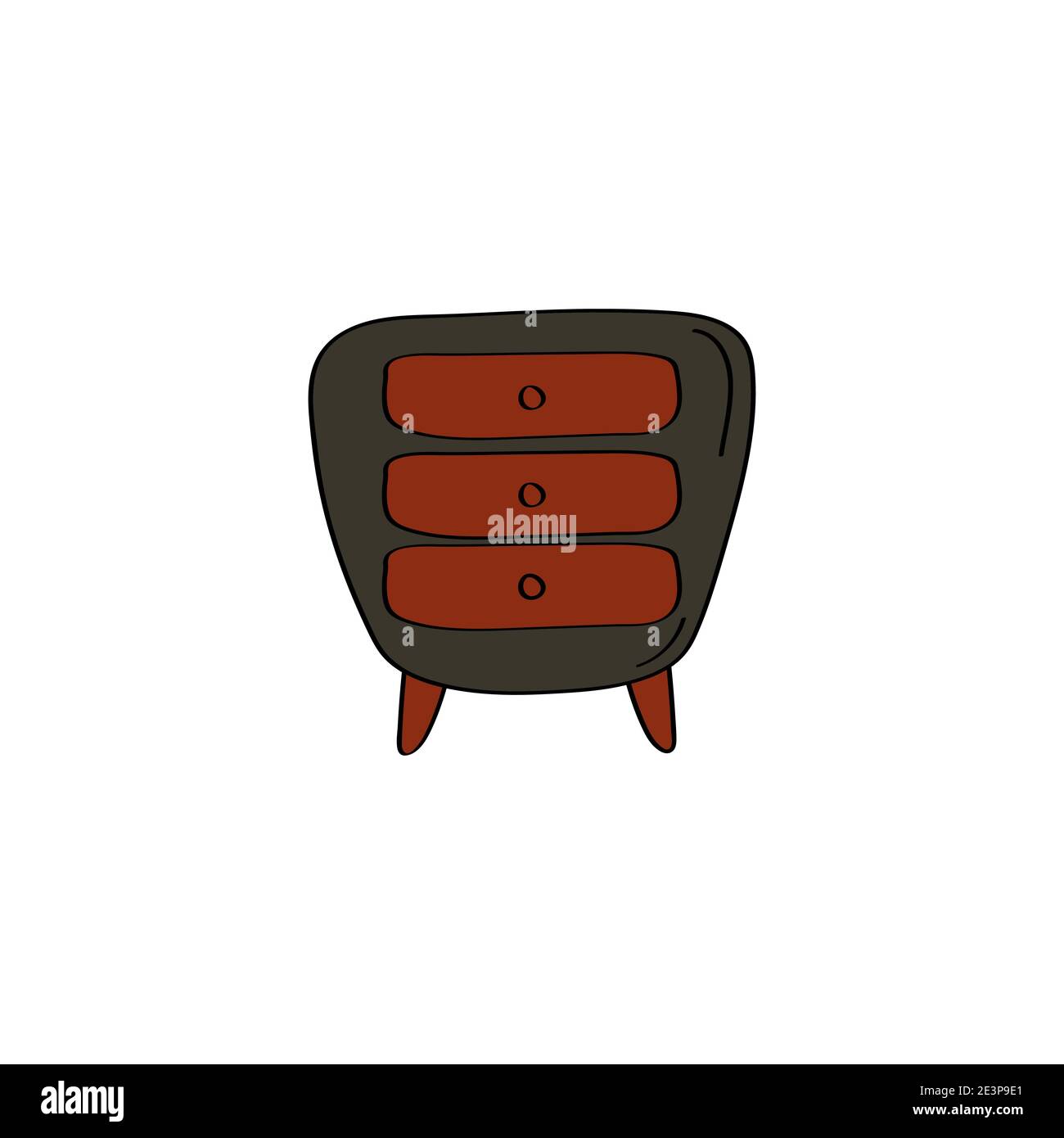 Bedside table illustration. Cute nightstand icon. Vector doodle graphic Stock Vector