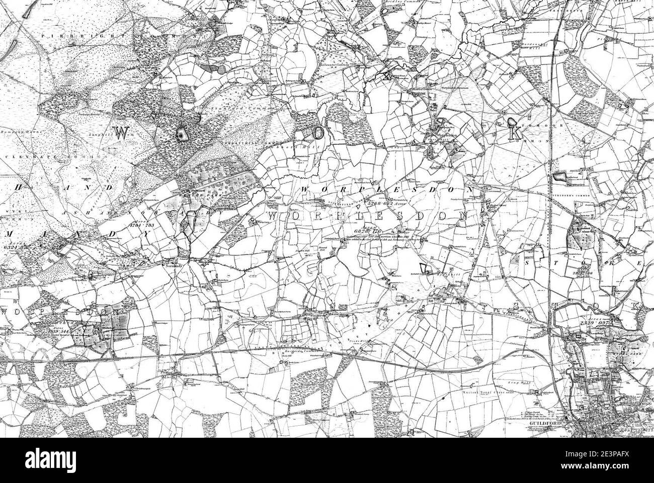 Map of Surrey Sheet 023, Ordnance Survey, 1871-1882 Stock Photo - Alamy