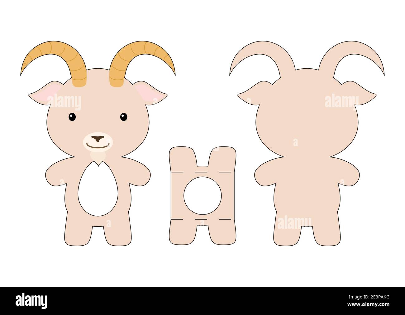 Cute die cut goat chocolate egg holder template. Retail paper box for ...