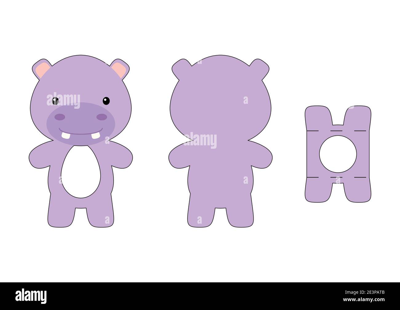Cute die cut hippo chocolate egg holder template. Retail paper box for