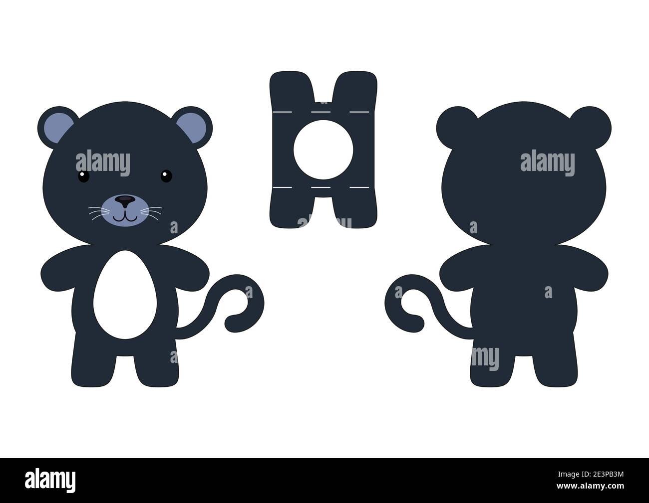Cute die cut panther chocolate egg holder template. Retail paper box ...