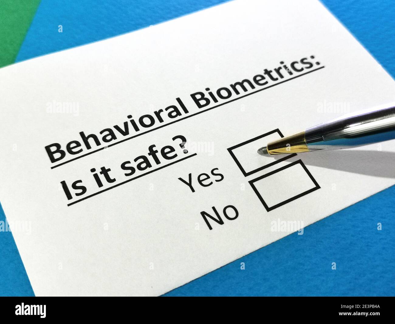 One person is answering question about behavioural biometrics Stock