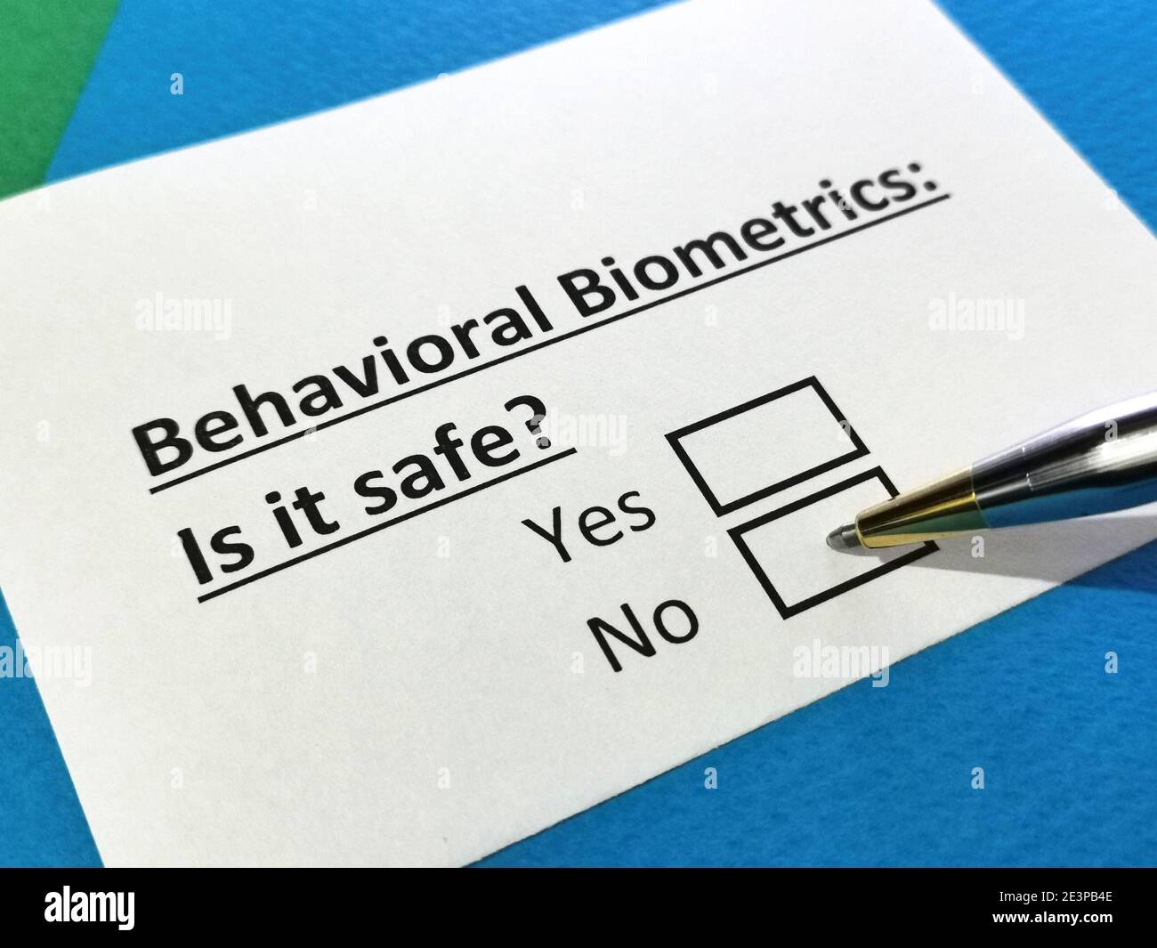 One person is answering question about behavioural biometrics. Stock Photo