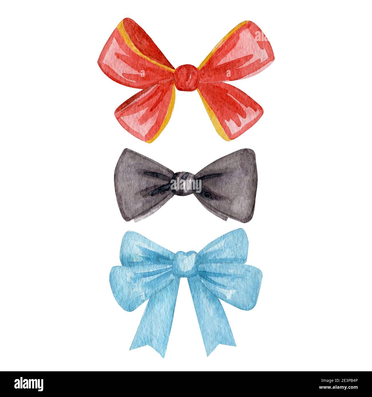 Hand-painted bow collection isolated on white background Stock Photo