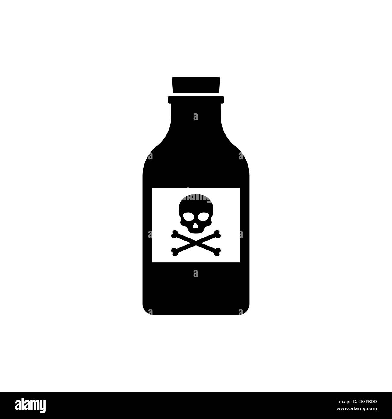 Flat poison bottle icon toxin. Poison silhouette venom chemical drink glass skull caution vector Stock Vector