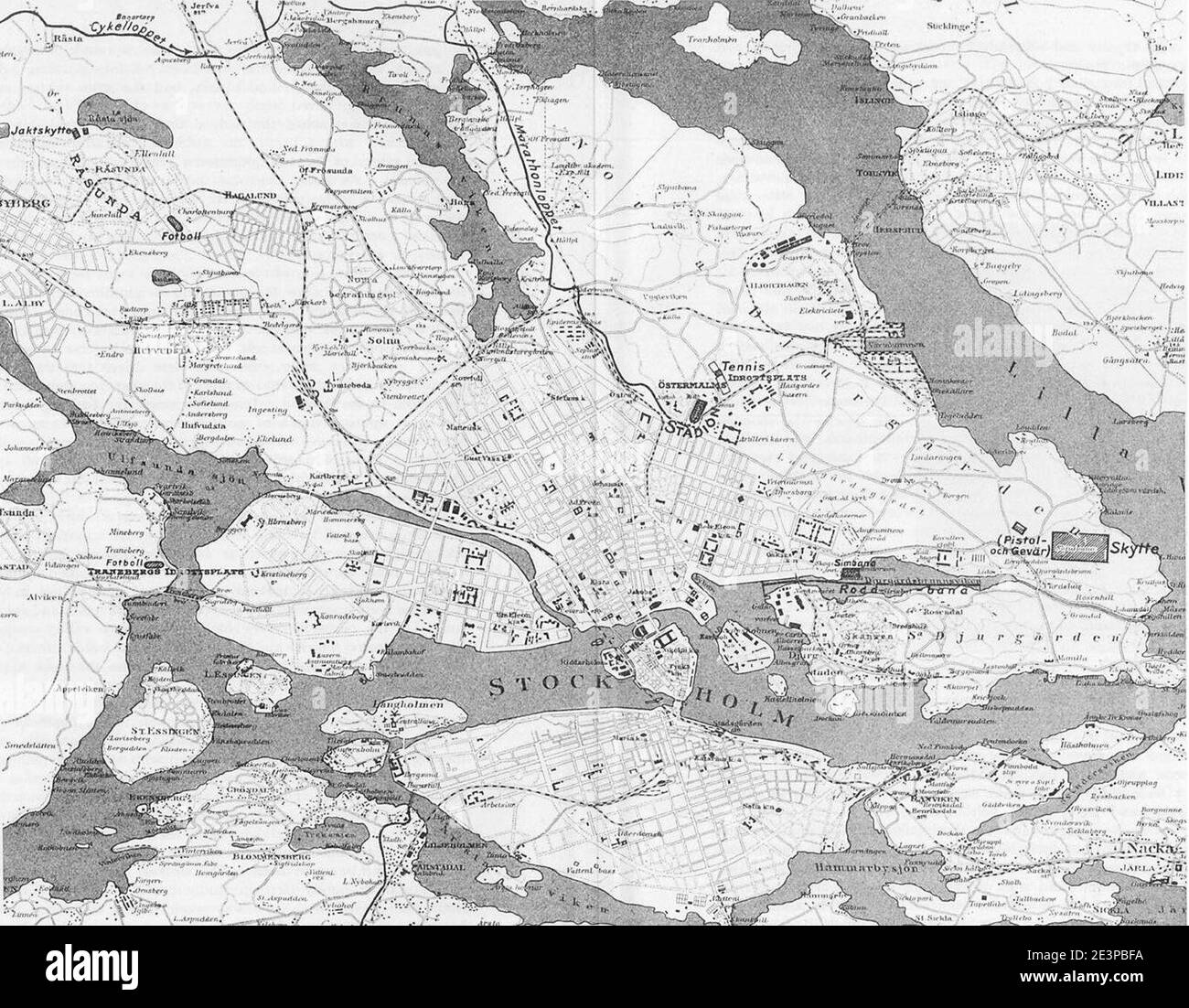 Map of Stockholm 1912. Stock Photo