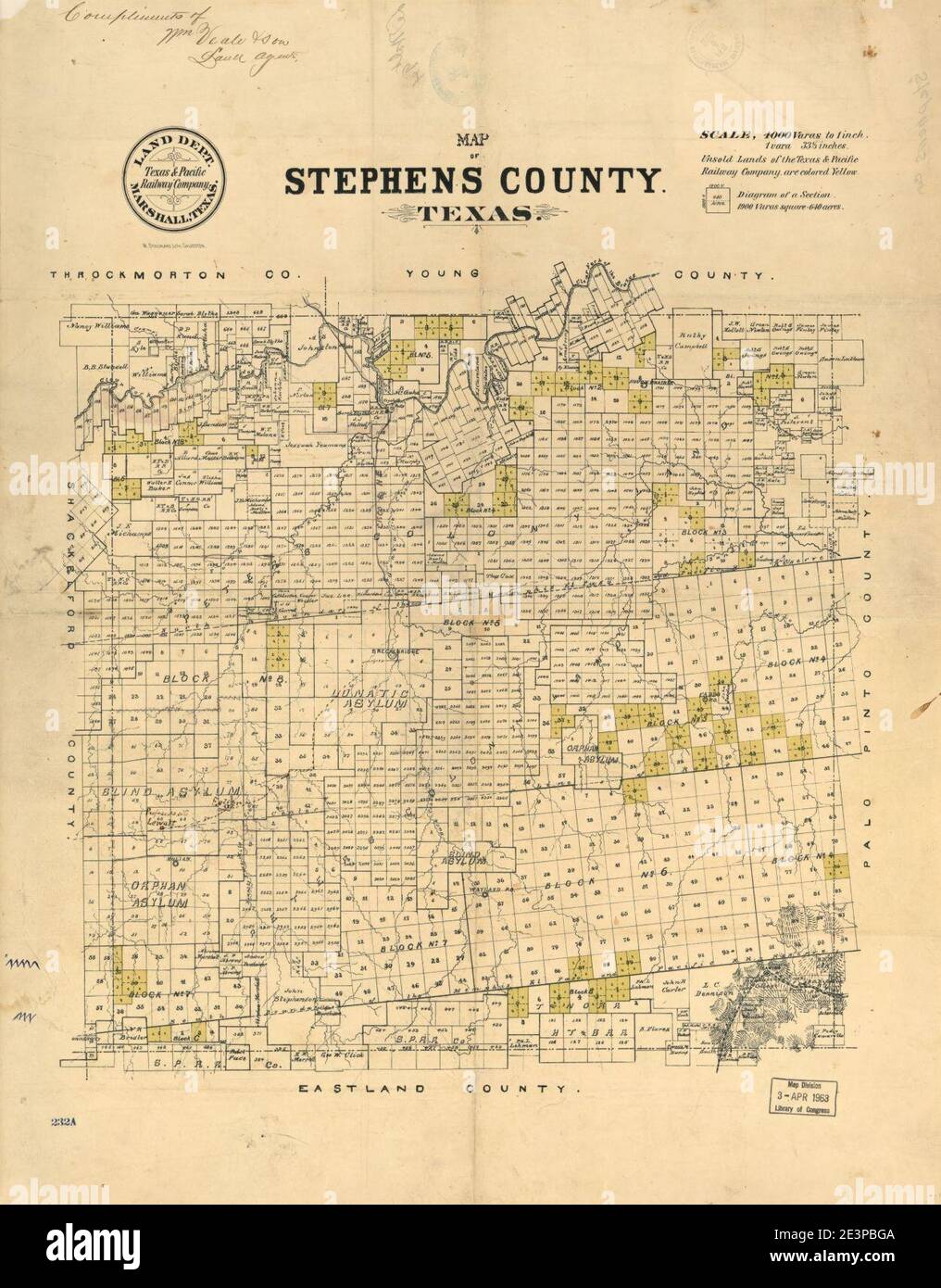 Map of Stephens County, Texas Stock Photo Alamy