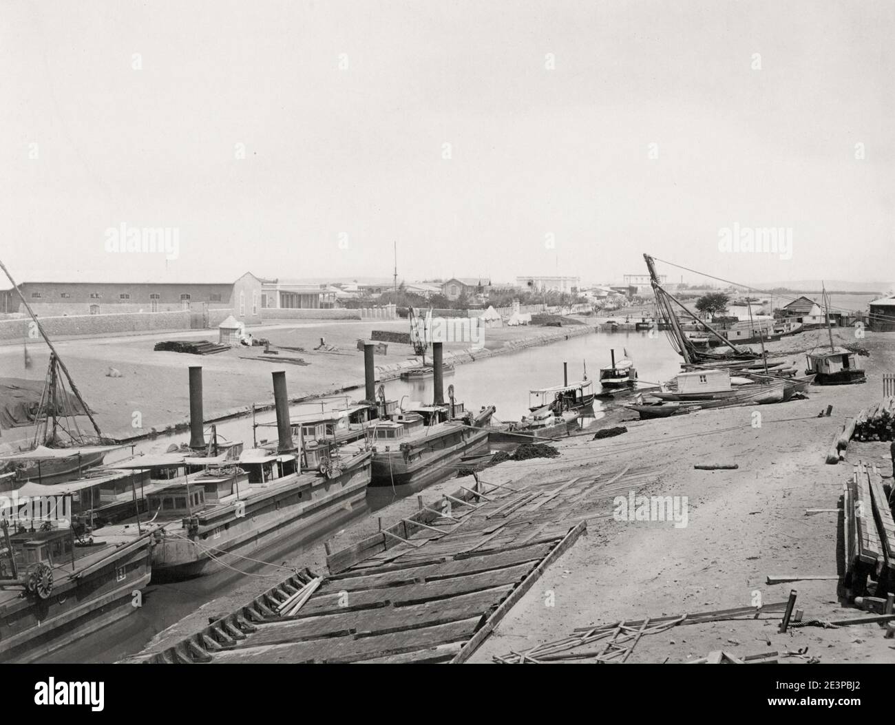 Vintage 19th century photograph: Suez Canal, Egypt. Stock Photo
