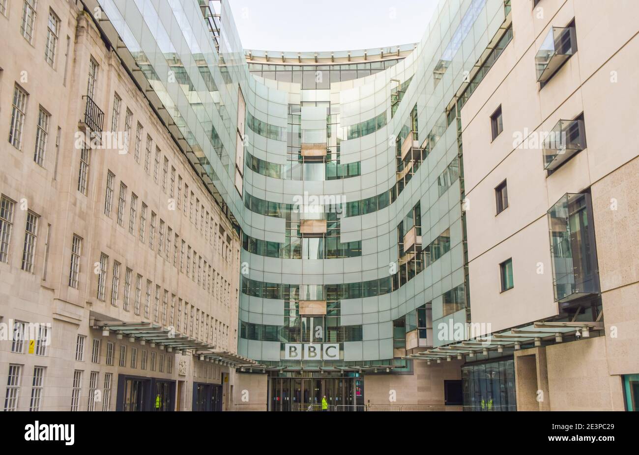 Broadcasting House, BBC headquarters in Central London, exterior view. Stock Photo