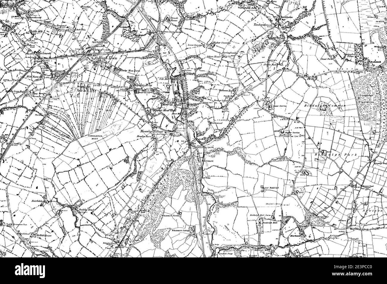 Map of Staffordshire OS Map name 003-SW, Ordnance Survey, 1883-1894 ...