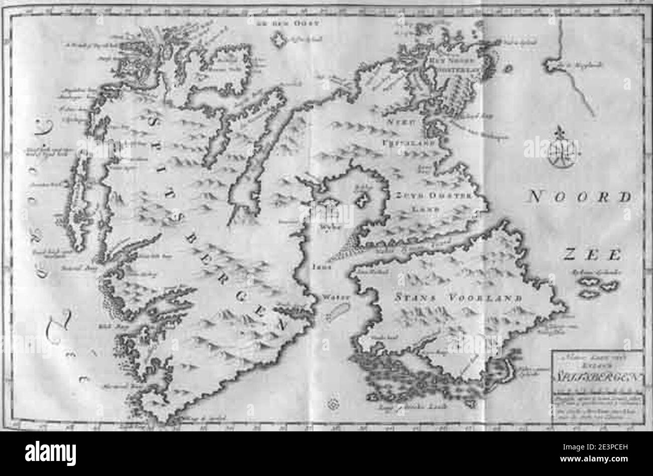 Map of spitsbergen Black and White - Map Of Spitsbergen 1720 2E3PCEH 