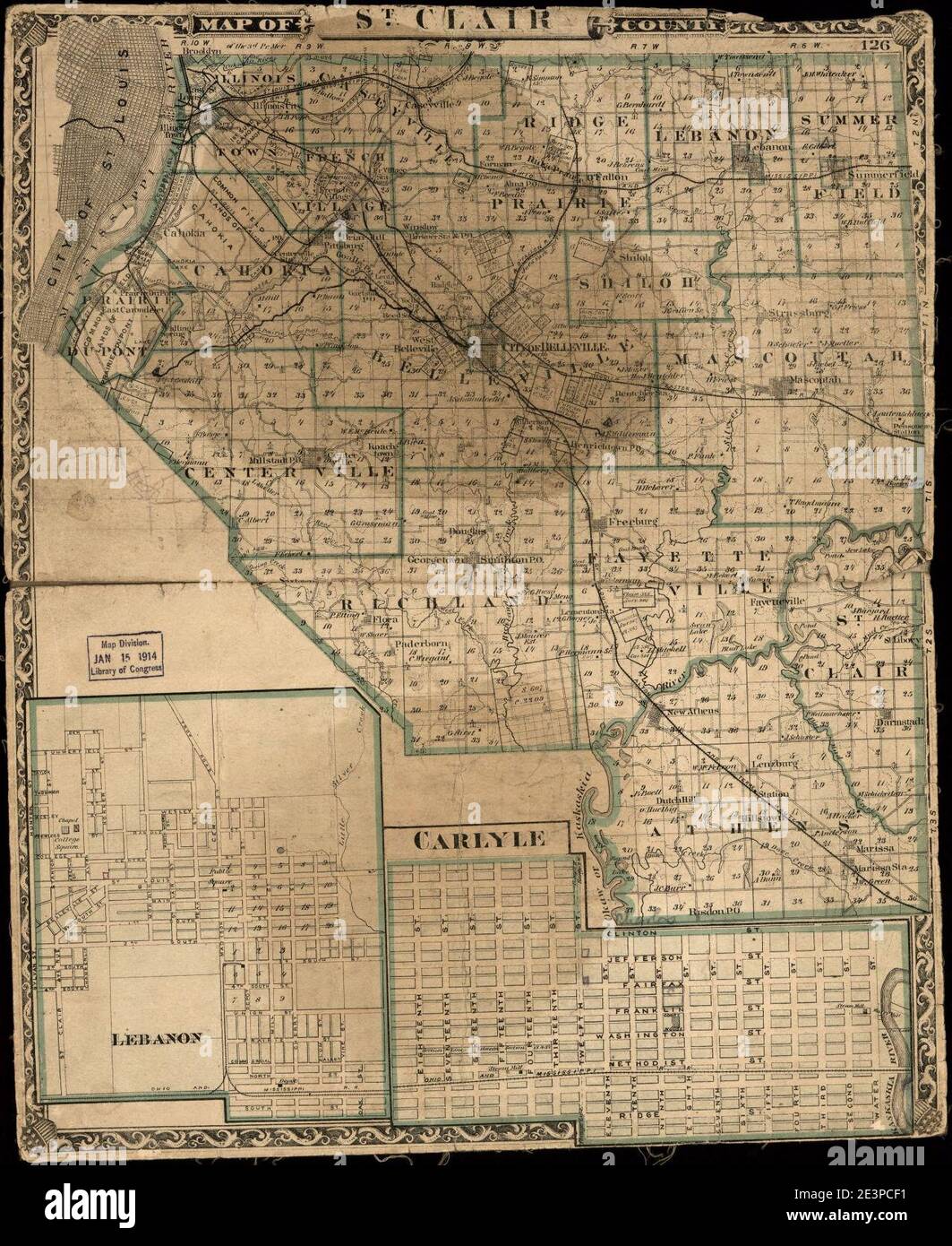 Map of St. Clair County Stock Photo Alamy