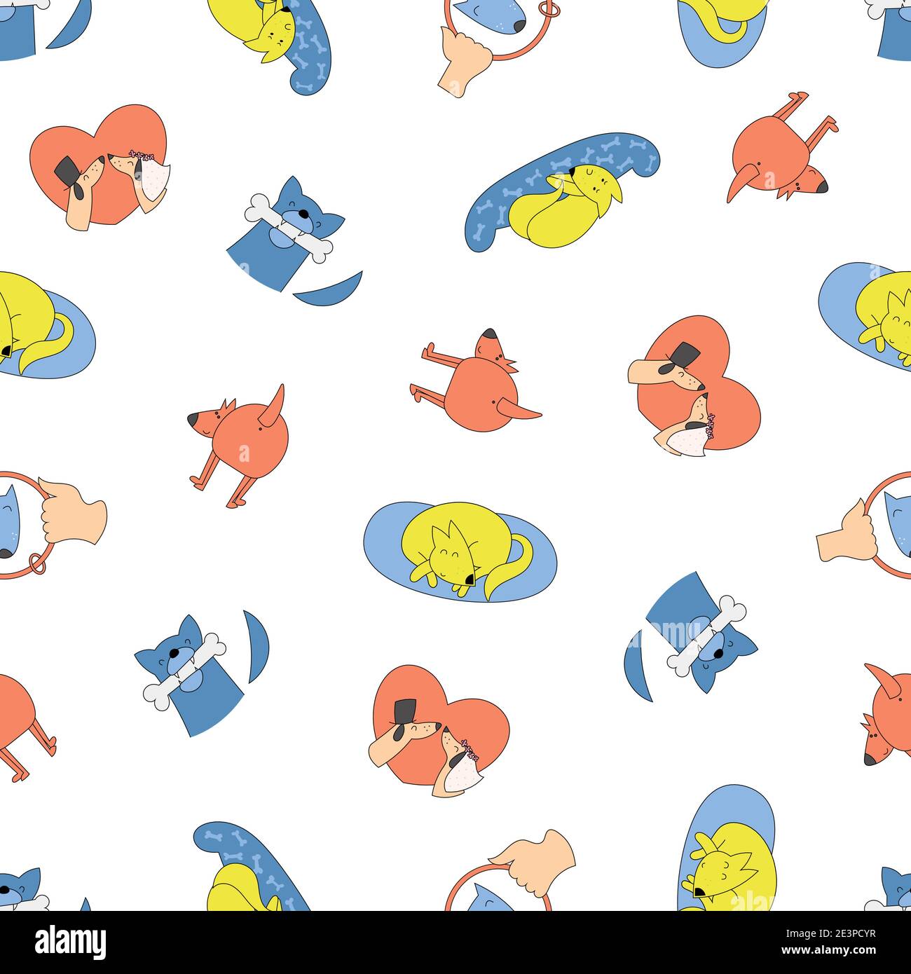 Vector seamless pattern with cute dogs Stock Vector Image & Art - Alamy