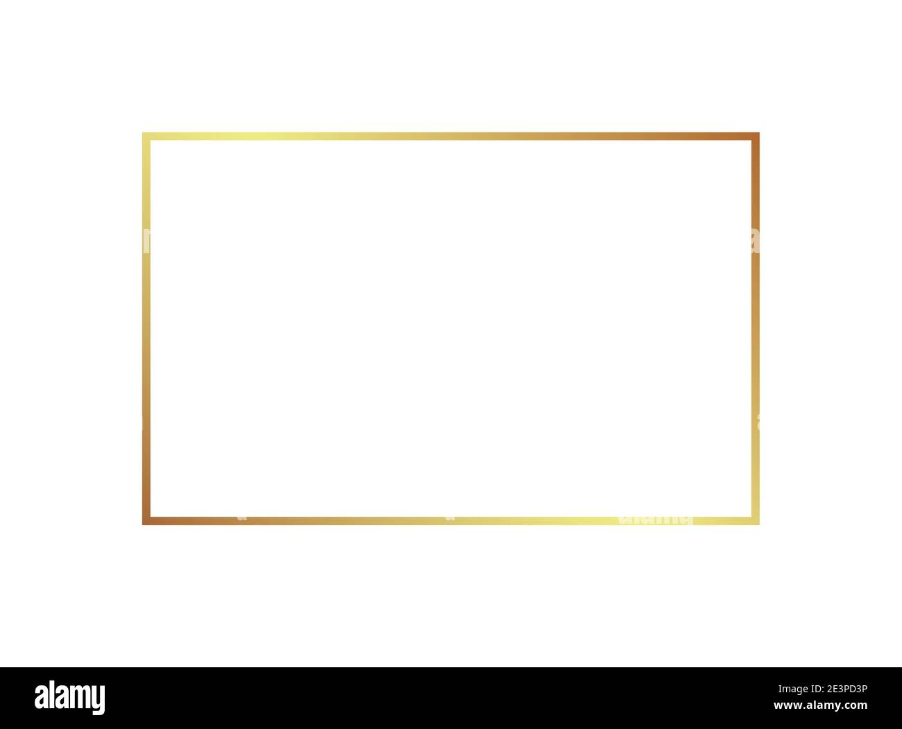 Gold frame border golden vector thin boarder square element Stock