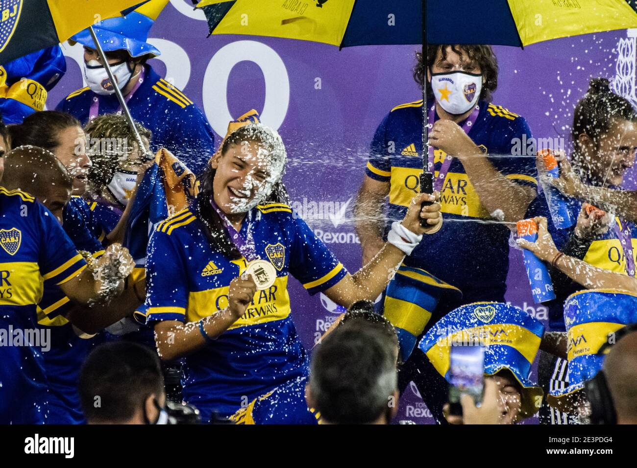 Boca Juniors celebrates the first championship in the professional era