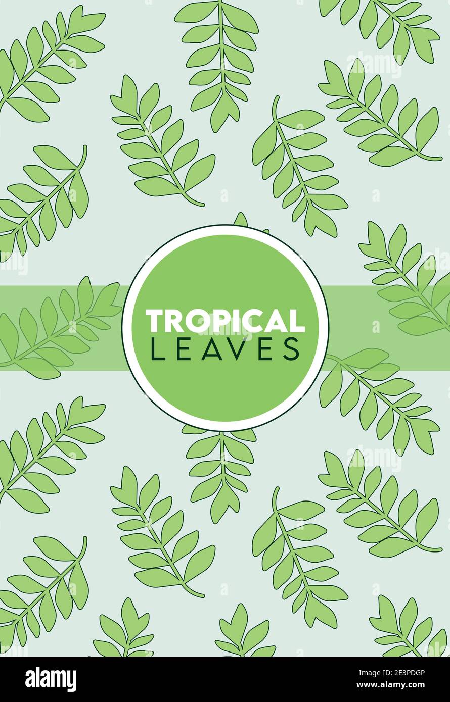 tropical leaves lettering poster with leafs pattern and circular frame ...