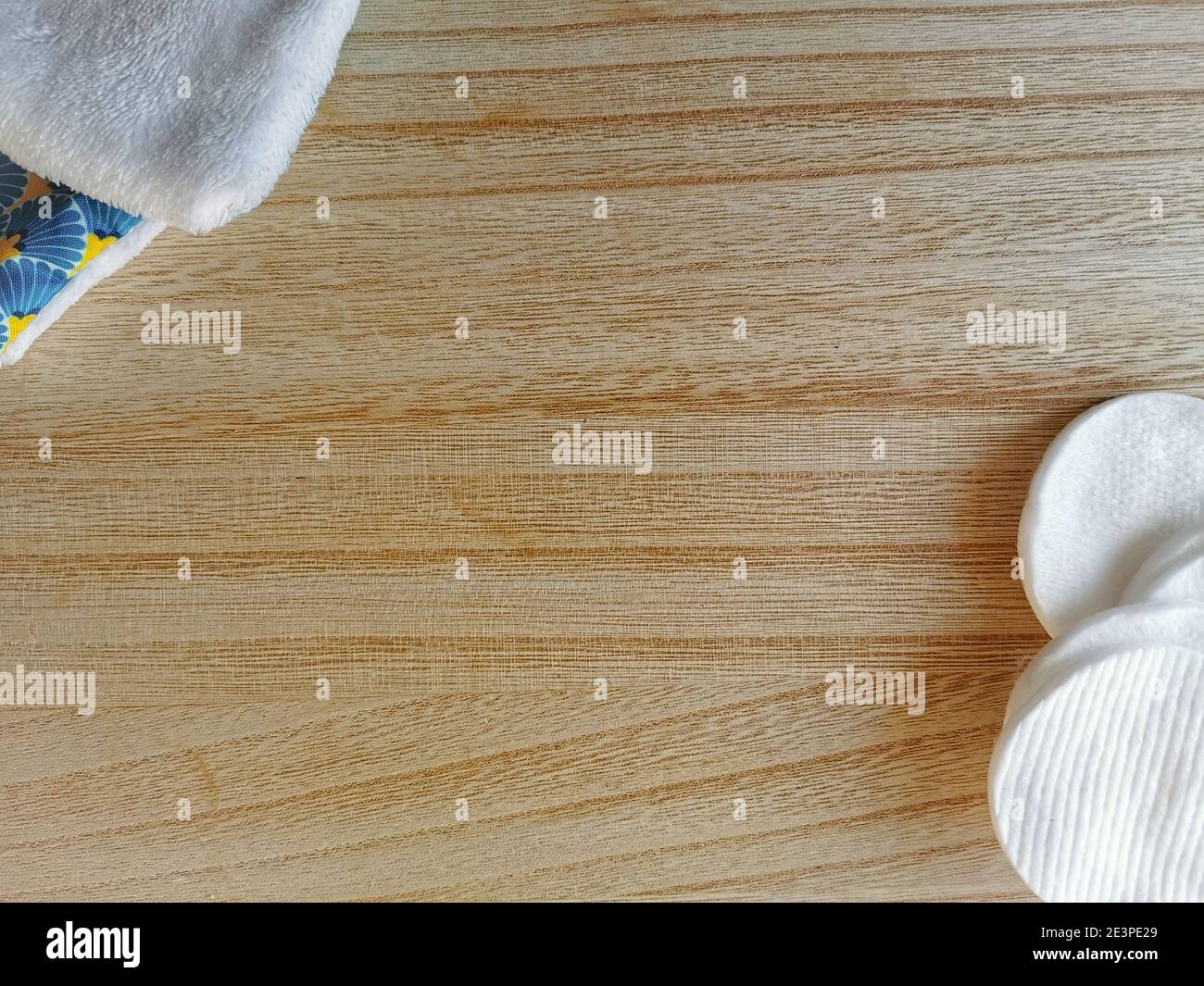 Zero waste swap concept with singleuse cotton pads and reusable fabric