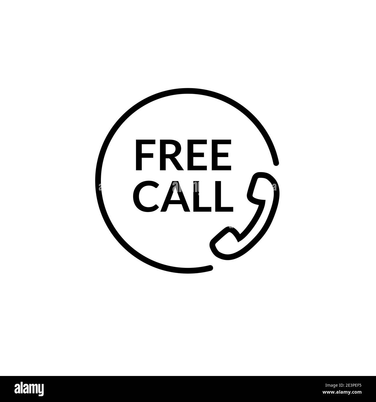 Free call vector line icon. Free phone call care sign contact toll free customer telephone help Stock Vector