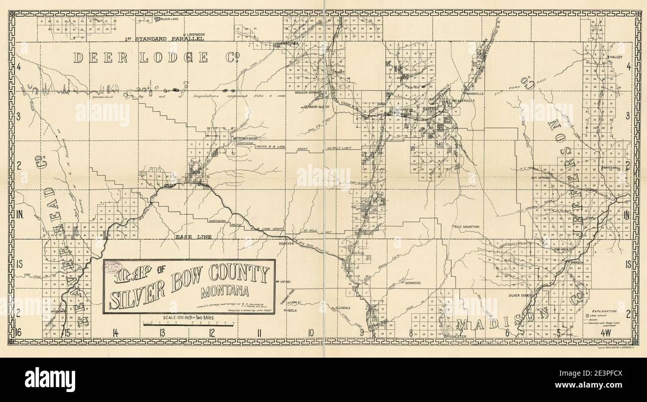 Map of Silver Bow County, Montana Stock Photo Alamy