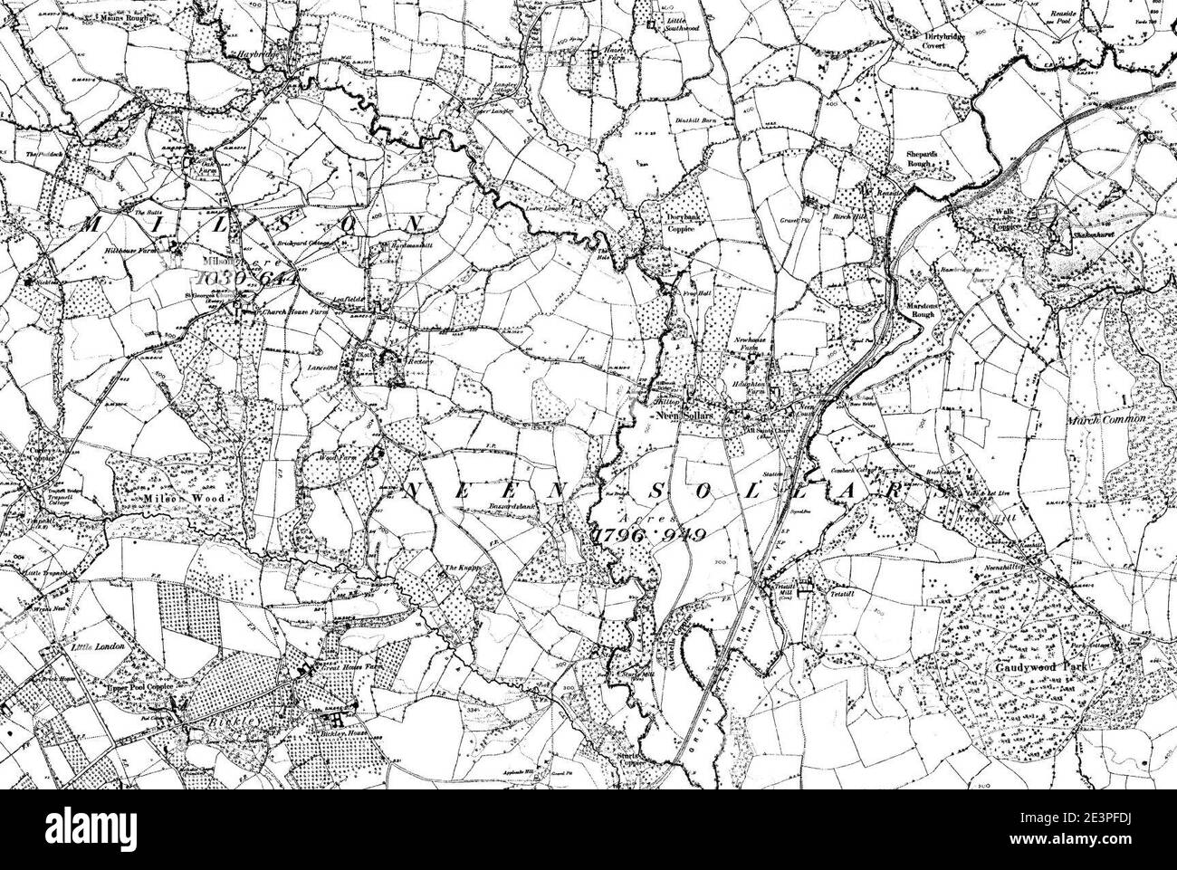 Map of Shropshire OS Map name 080SW, Ordnance Survey, 18831895 Stock
