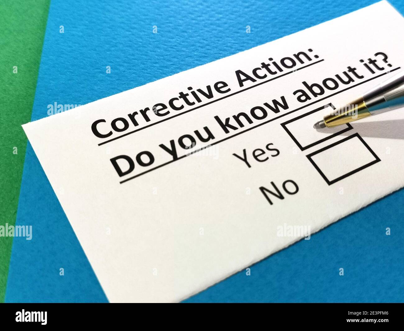 One person is answering question about correective action. Stock Photo