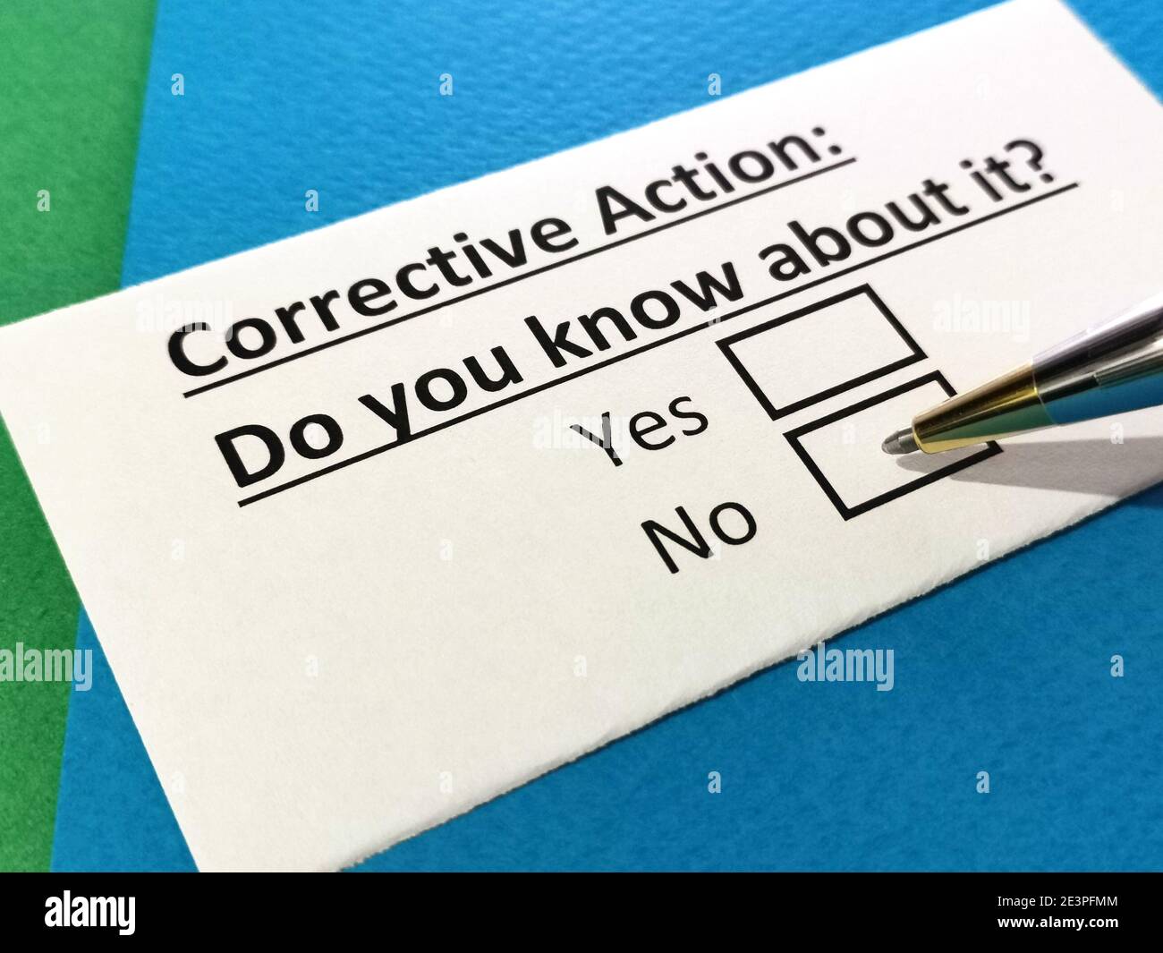 One person is answering question about correective action. Stock Photo