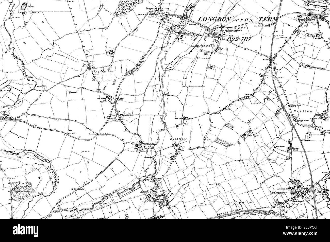 Map of Shropshire OS Map name 035-NE, Ordnance Survey, 1883-1895 Stock ...