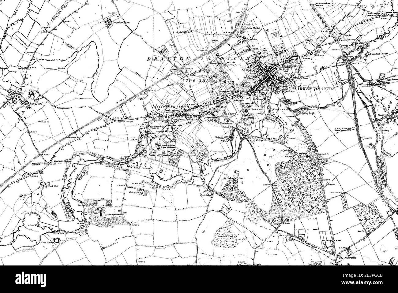 Map of Shropshire OS Map name 016NW, Ordnance Survey, 18831895 Stock
