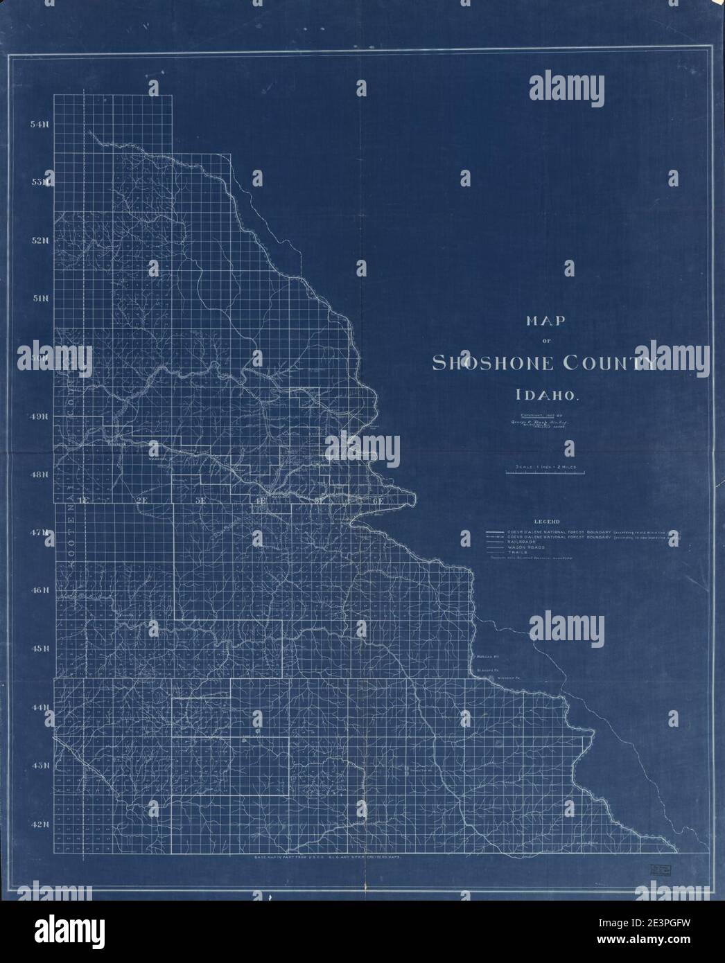 Map of Shoshone County, Idaho Stock Photo Alamy
