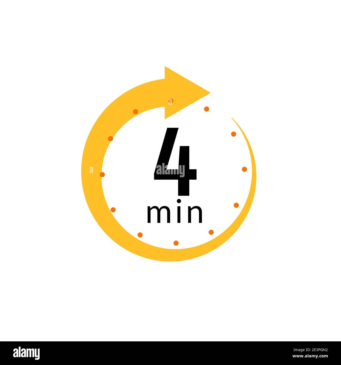 4 minutes clock quick number icon. 4min time circle icon Stock Vector