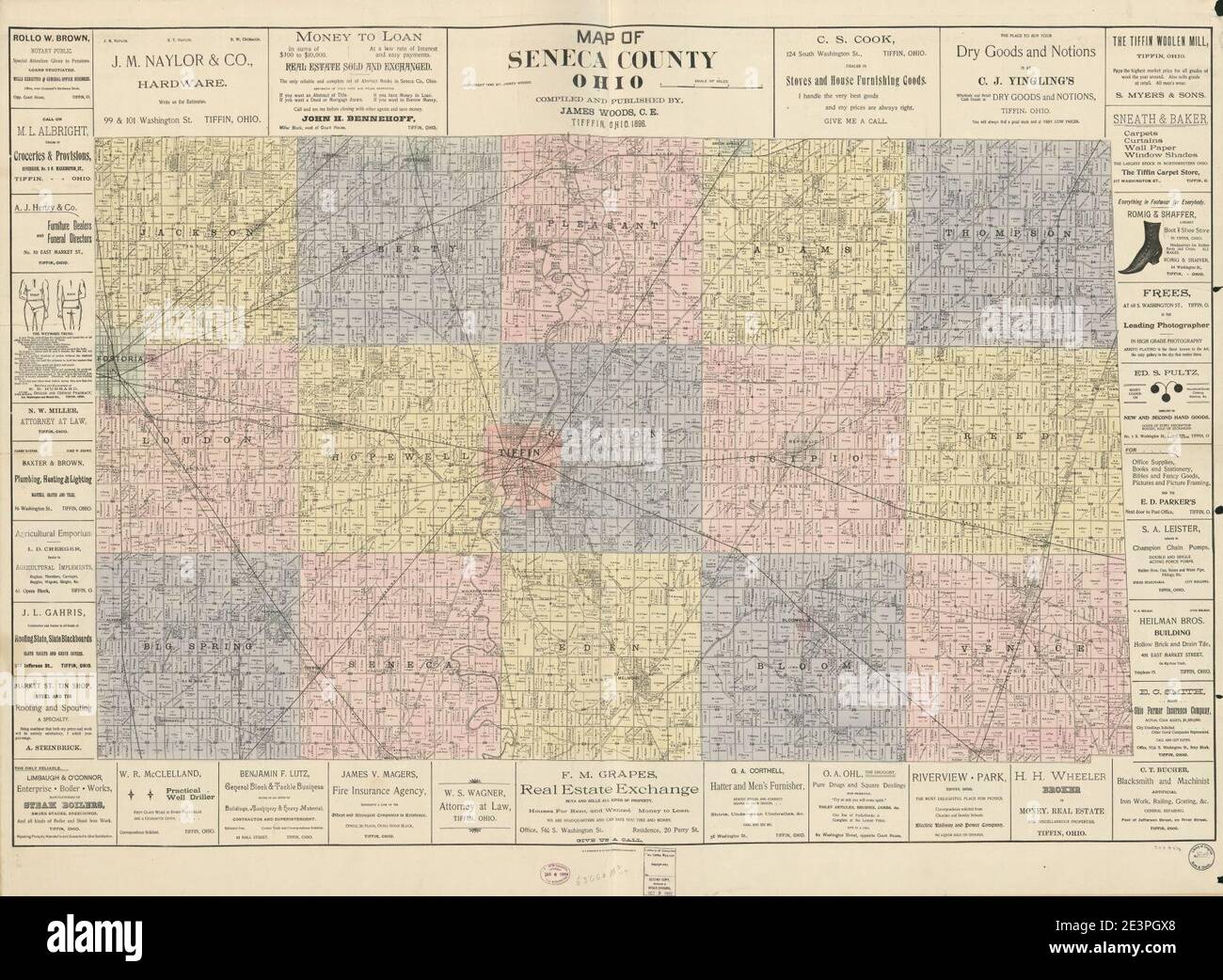 Map of seneca hi res stock photography - Map Of Seneca County Ohio 2E3PGX8