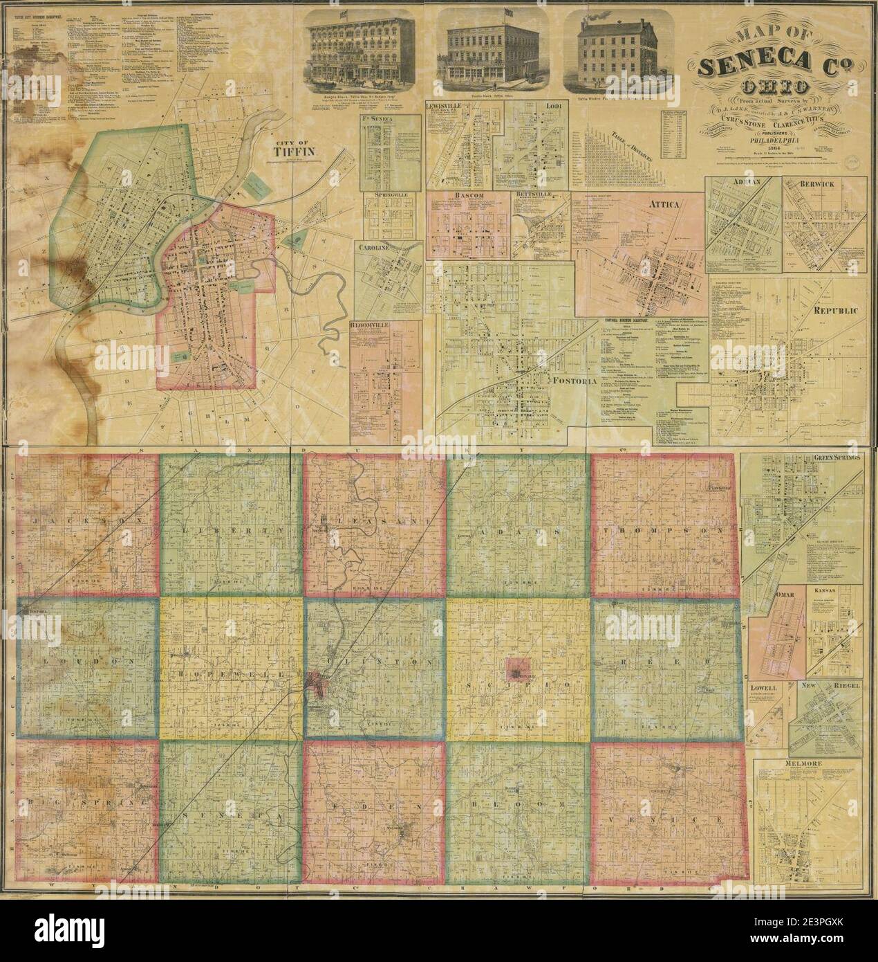 Map of Seneca Co., Ohio Stock Photo Alamy