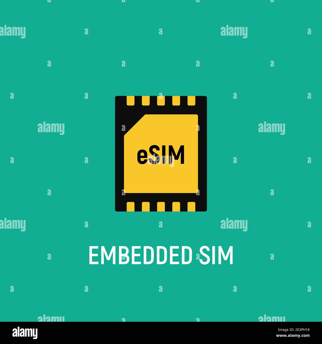 Esim chip card concept icon. Embedded sim card cellular mobile
