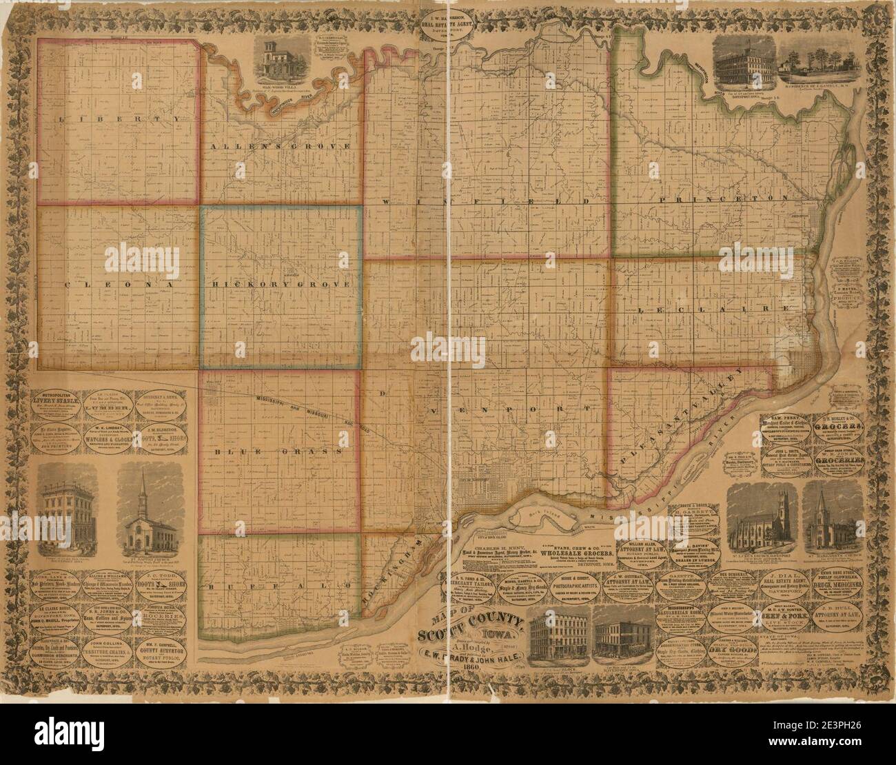 Map of Scott County, Iowa Stock Photo Alamy