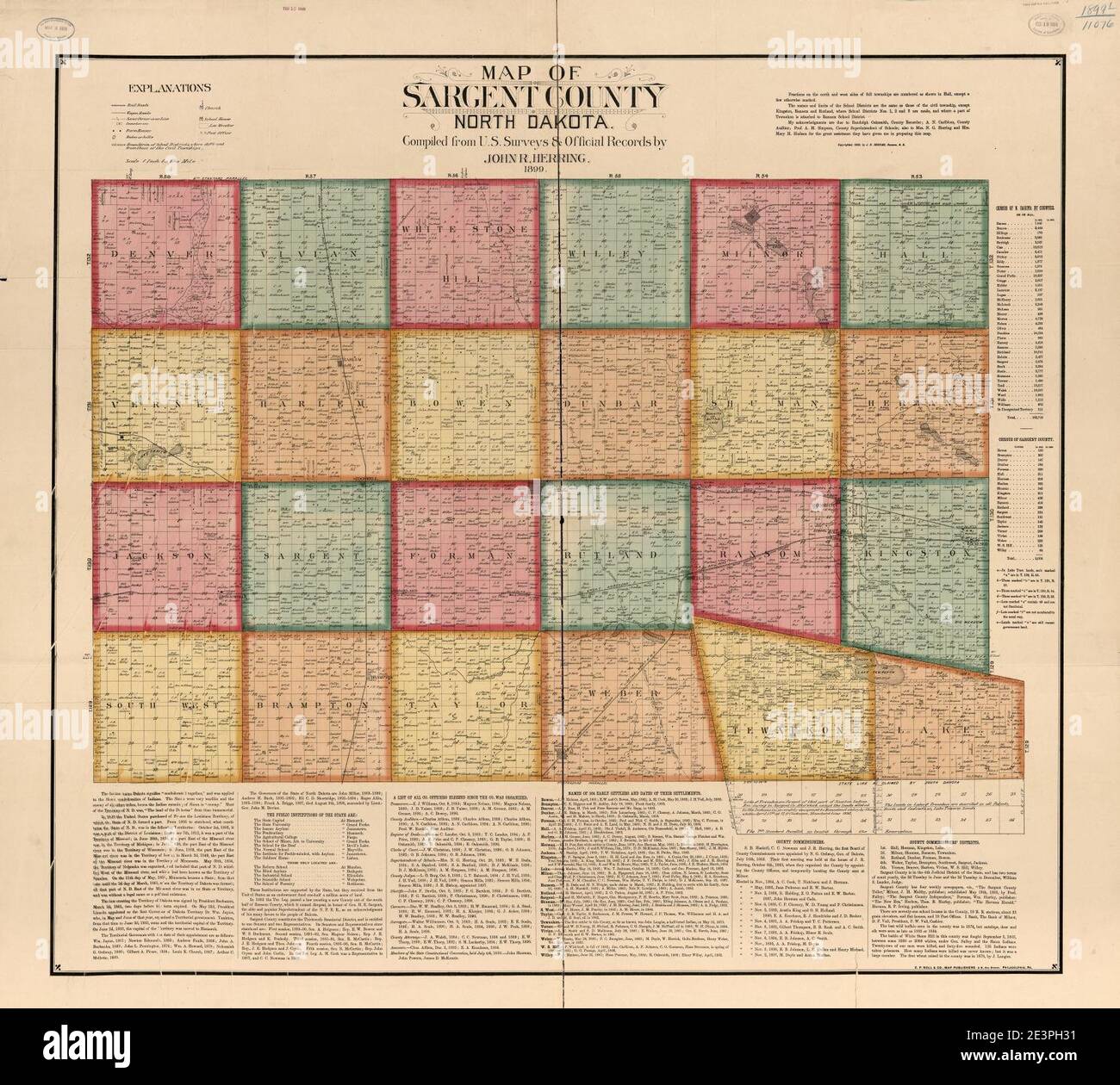Map of Sargent County, North Dakota Stock Photo Alamy