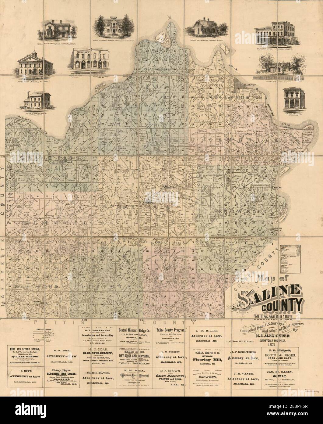 Map of Saline County, Missouri Stock Photo Alamy