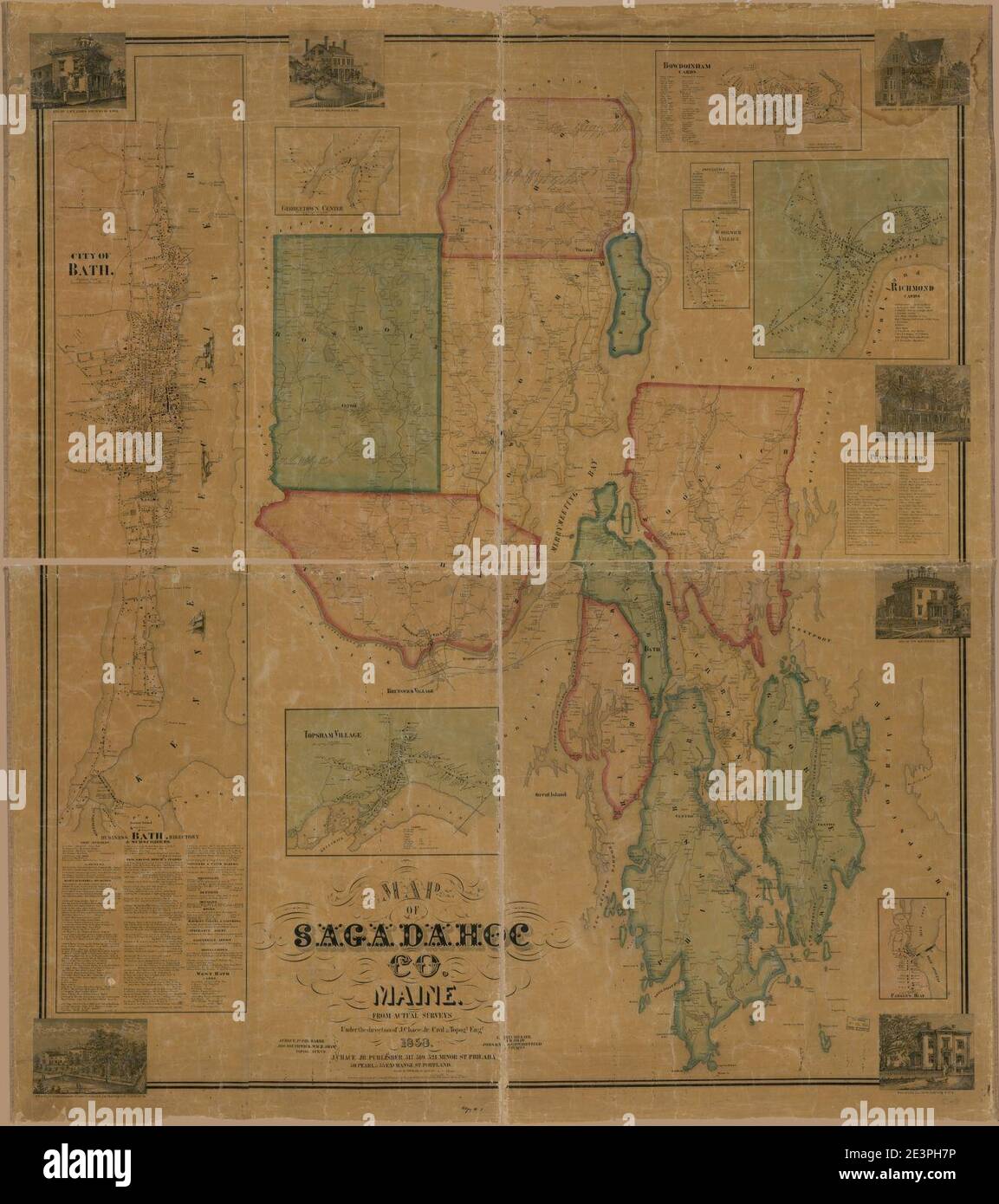 Map of Sagadahoc Co., Maine from actual surveys Stock Photo Alamy
