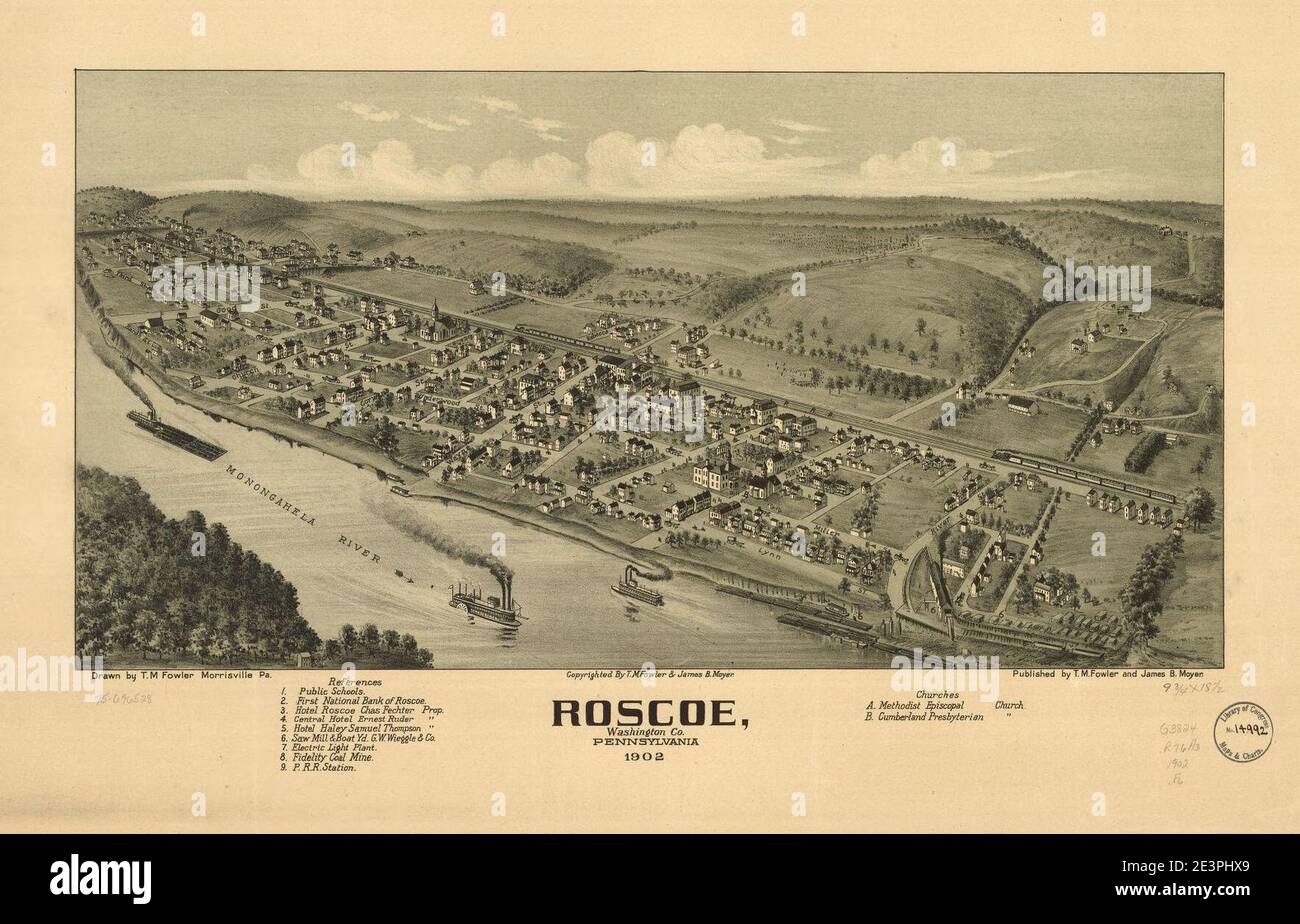 Map of Roscoe PA 1902 Stock Photo Alamy
