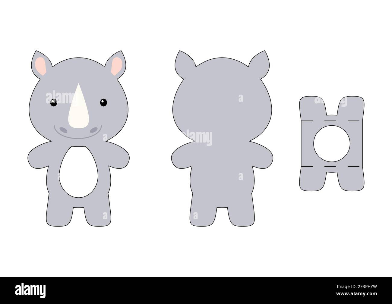 Cute die cut rhino chocolate egg holder template. Retail paper box for ...