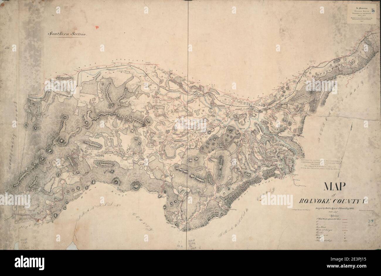 Map of Roanoke County Va. - southern section Stock Photo - Alamy