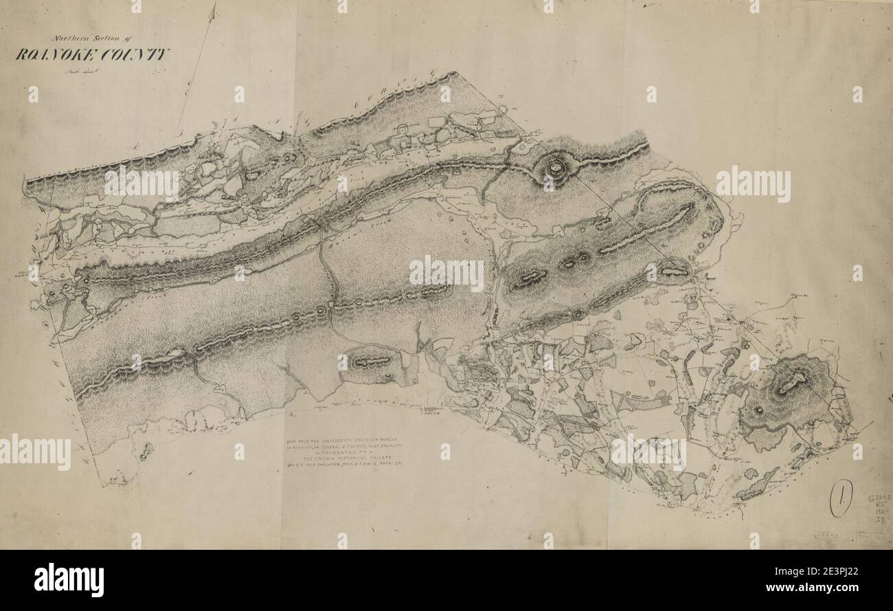 Map of Roanoke County, Va Stock Photo Alamy
