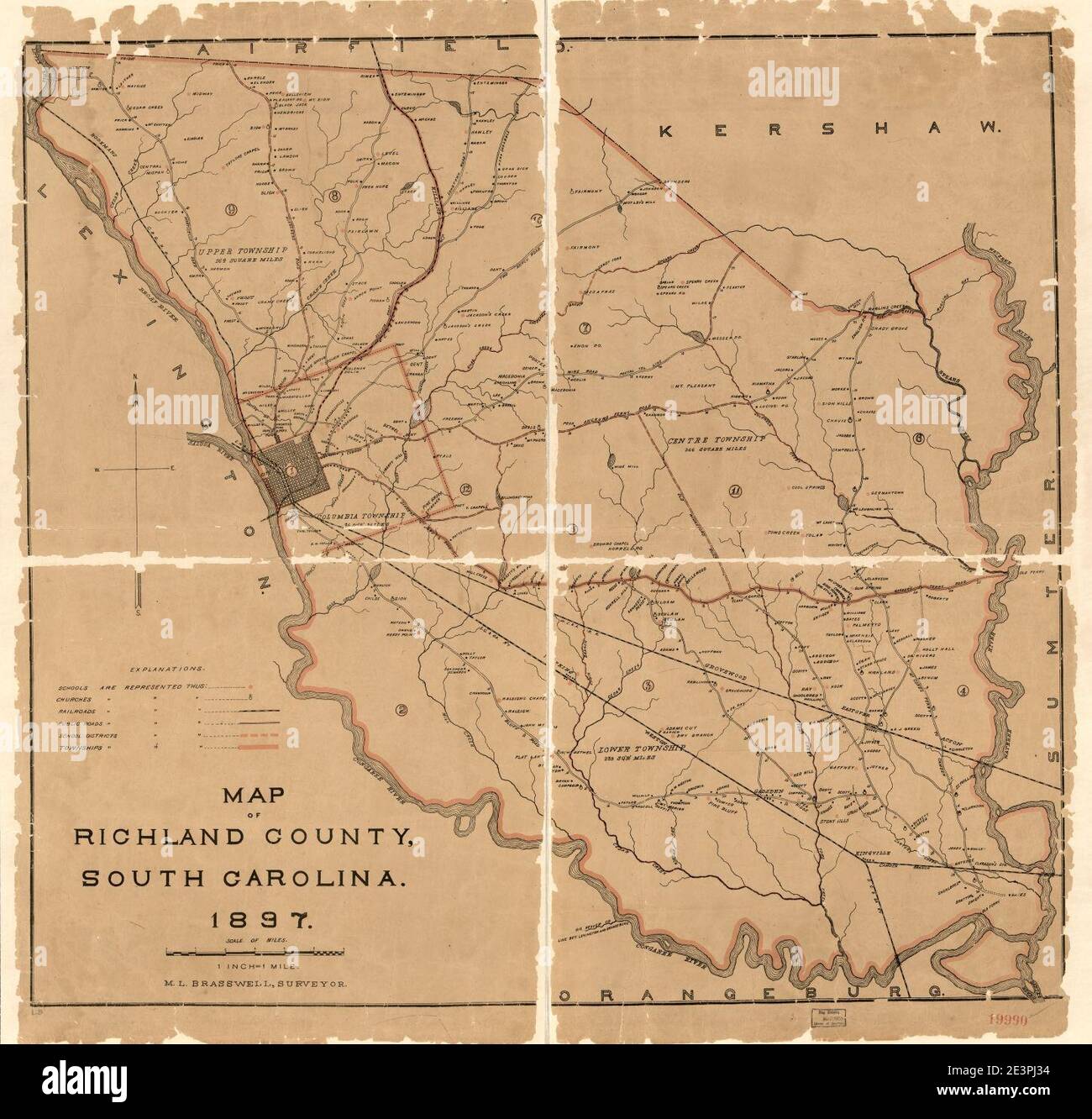 Map of Richland County, South Carolina Stock Photo