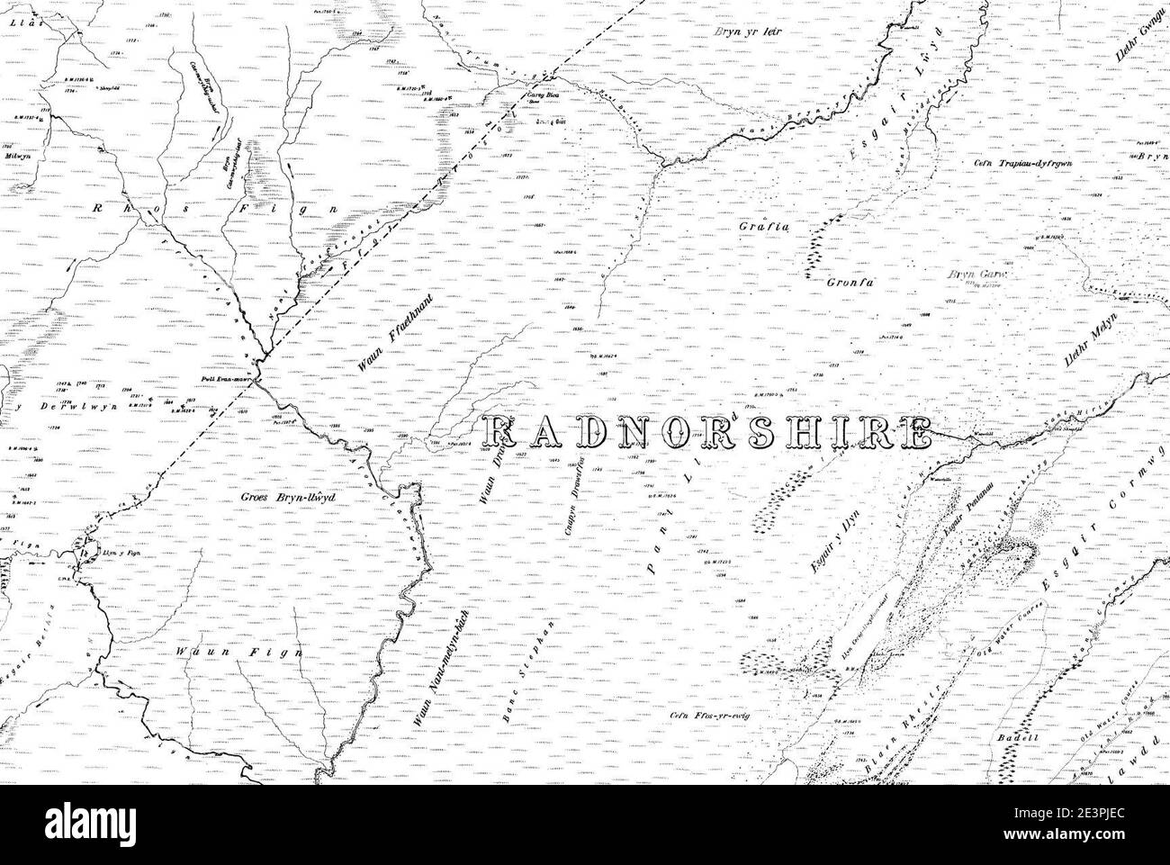 Map of Radnorshire OS Map name 013-NE, Ordnance Survey, 1888-1891 Stock ...